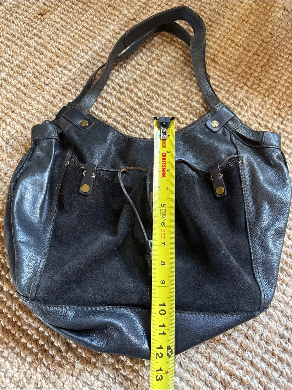 ⚜️ LUCKY BRAND BLACK LEATHER/SUEDE HOBO SHOULDER SLOUCHY BAG ⚜️